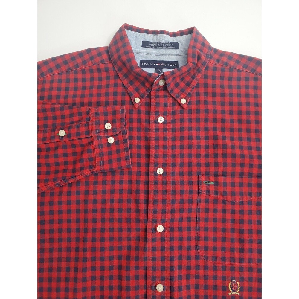 Tommy Hilfiger Men's Long Sleeve Button Casual‎ Shirt, Large